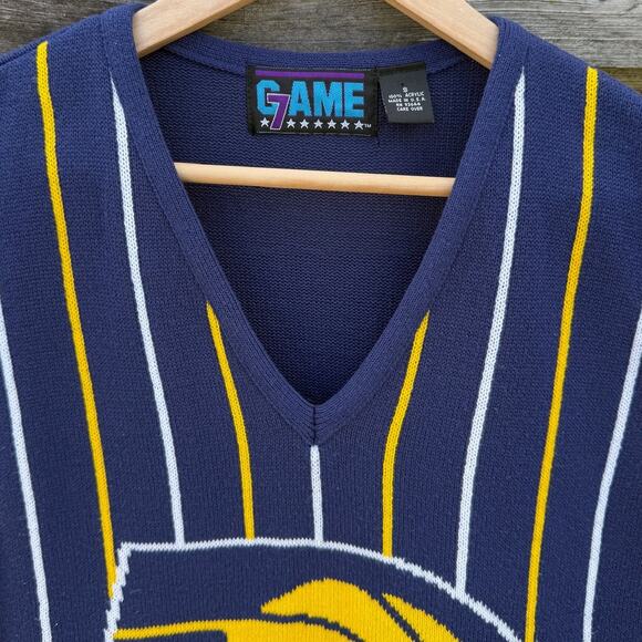 Indiana Pacers Vintage 90s striped Sweater Vest Game 7 brand Size Small baggy - Picture 6 of 6